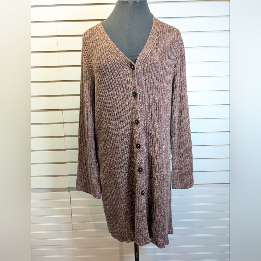 Peruvian Connection Long V-Neck Button Front 100%… - image 2